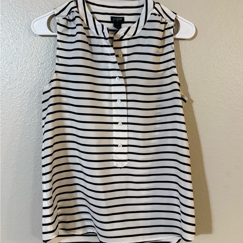 J. Crew Black and White Buttoned Polo Blouse